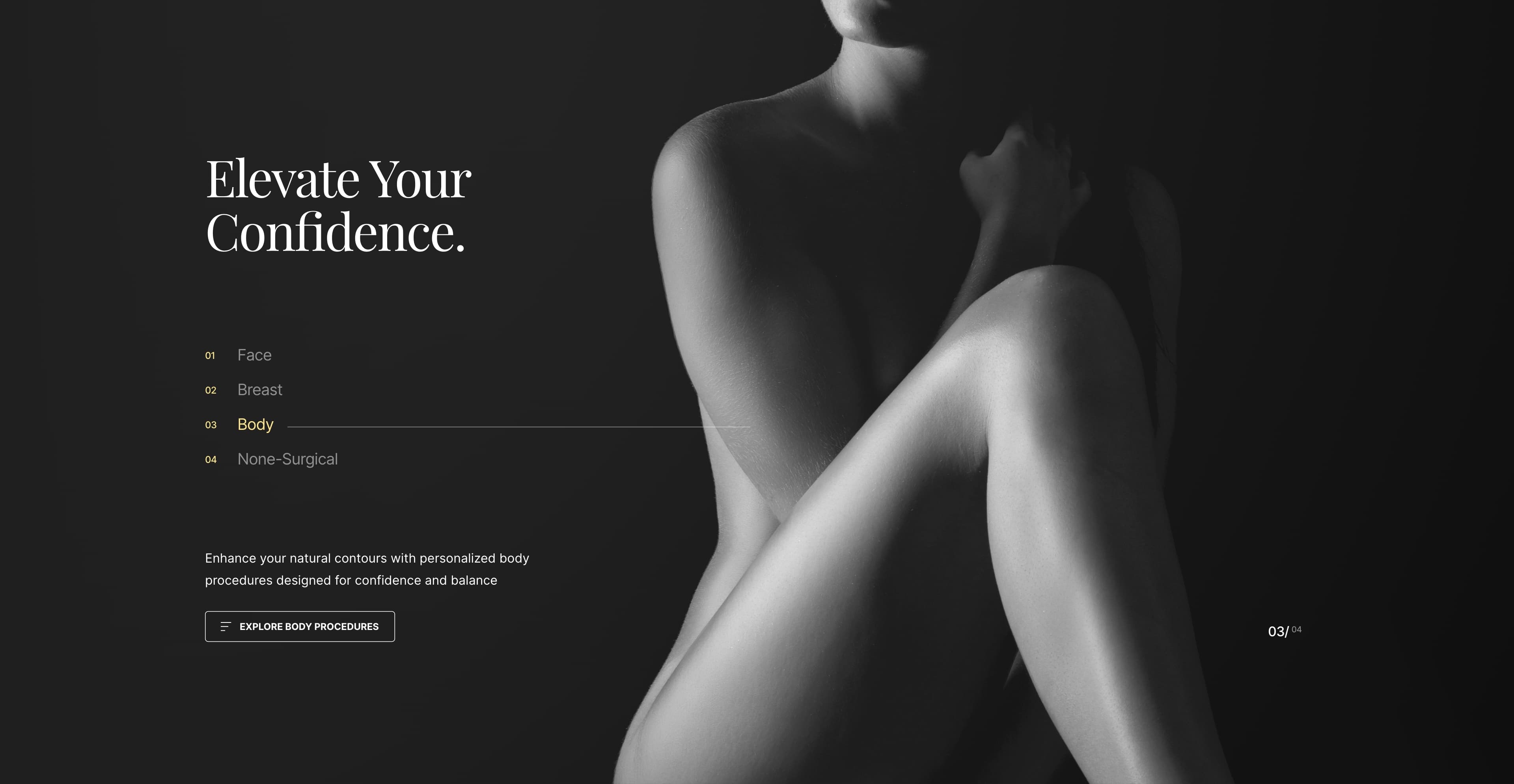 Minimalist design - Plastic surgery website procedure section